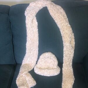 Falls Creek Cream Fuzzy Hat and Scarf Set